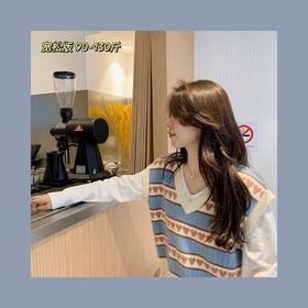 爱心提花宽松针织背心马甲 无袖坎肩 2020秋冬厚针织毛衣