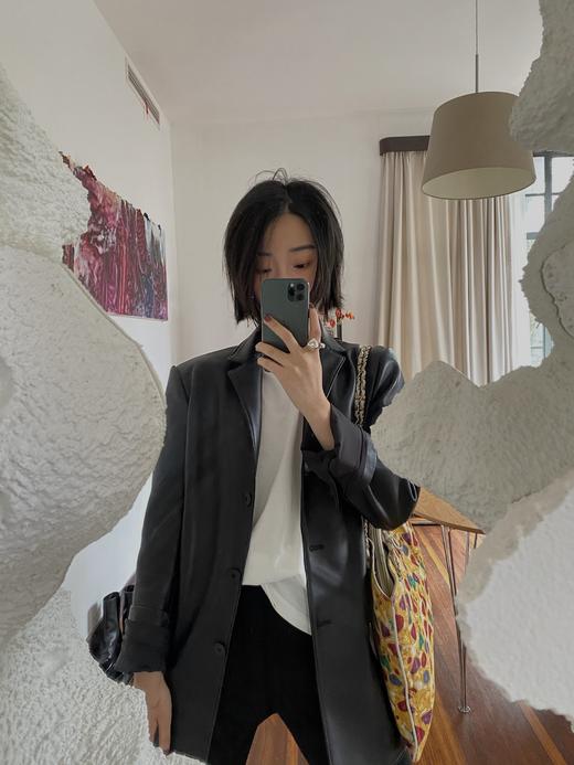 HIDEMI黑色小羊皮廓形西装 商品图5