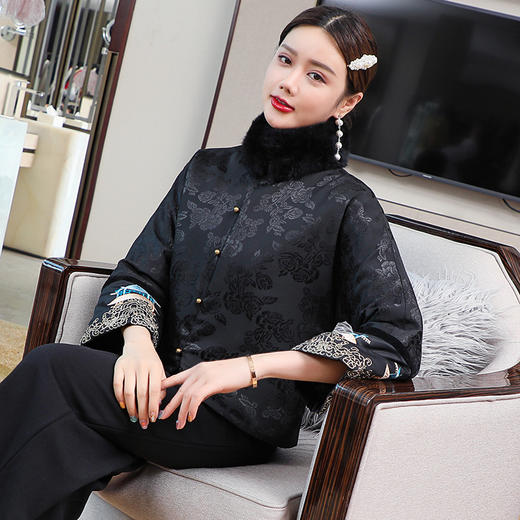 MY-99638唐装中国风复古刺绣毛领改良棉服棉衣短款宽松夹棉小外套 商品图2