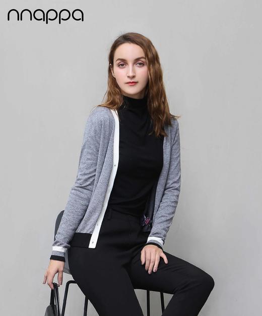 nnappa撞色边针织外套7199 商品图1