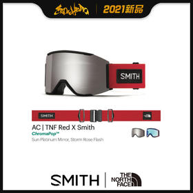 2021 Smith雪镜 squad mag asia fitTNF合作款银色镜片红框