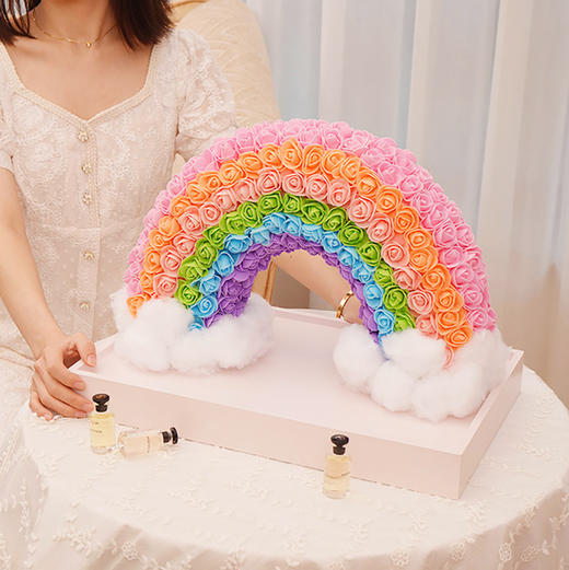 永生花生日礼物【云端彩虹桥小号】PE玫瑰花礼盒玫瑰花礼花送女生朋友花店送货上门 商品图1