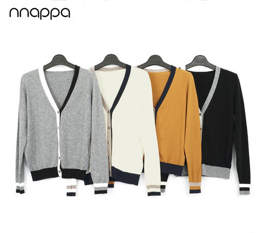 nnappa撞色边针织外套7199 商品图3