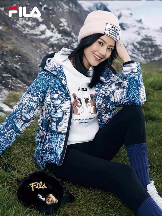 斐乐/fila高圆圆同款女子短款涂鸦羽绒服外套