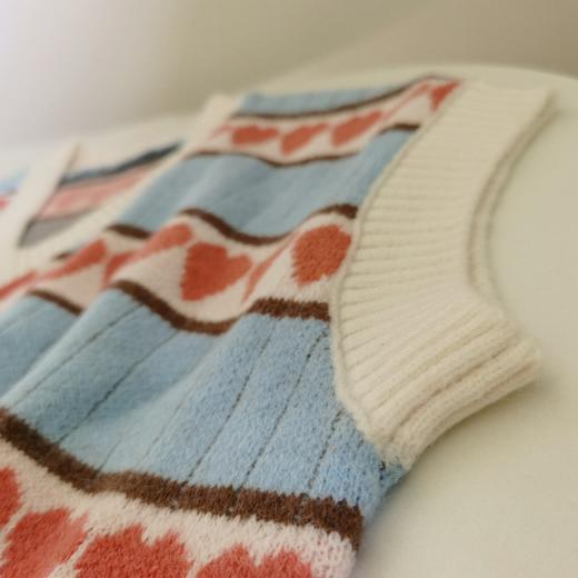 爱心提花宽松针织背心马甲 无袖坎肩 2020秋冬厚针织毛衣 商品图3