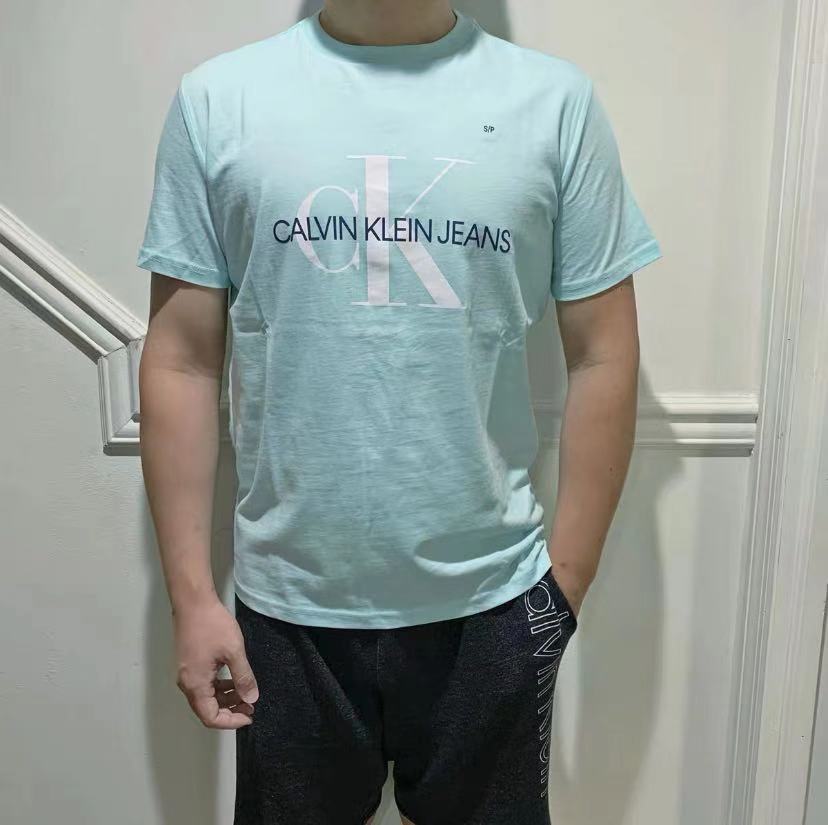 国内现货 最后1件 浅蓝色XS码 Calvin Klein/CK男装情侣款圆领字母印花短袖T恤经典款LOGO