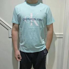 国内现货 最后1件 浅蓝色XS码 Calvin Klein/CK男装情侣款圆领字母印花短袖T恤经典款LOGO