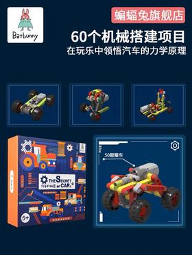 蝙蝠兔汽车的秘密儿童小颗粒机械拼装益智玩具