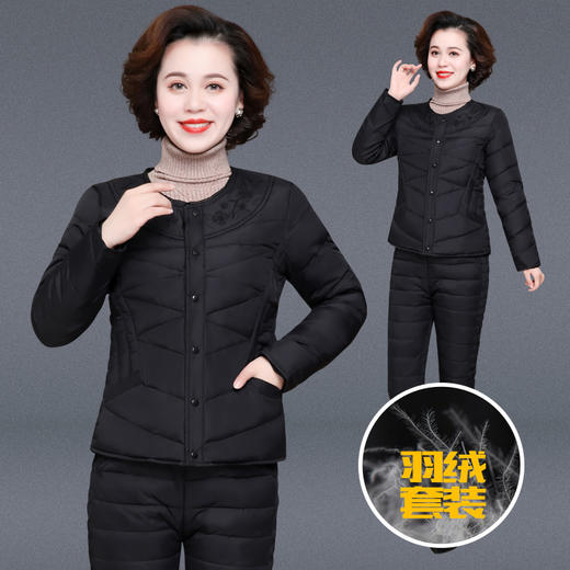 中老年羽绒内胆保暖女士修身衣裤大码两件套(货号 st9918)