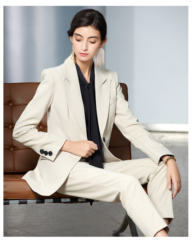 iwy米白色长袖西装长裤套装cp1055b358