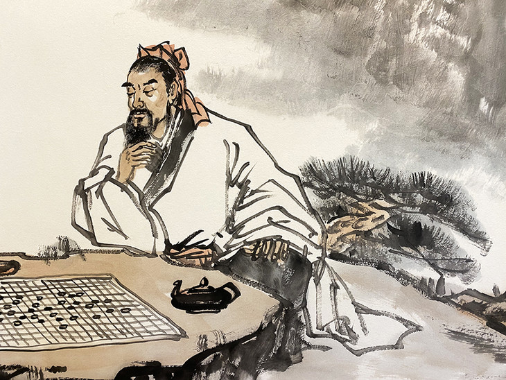 直播拍卖国画乐在棋中