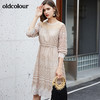 oldcolour夏季时尚圆领收腰复古宫廷风中袖连衣裙M13102458 商品缩略图1