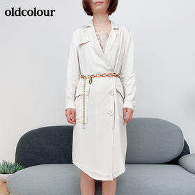 oldcolour纯色收腰显瘦中长款长袖连衣裙M12103316