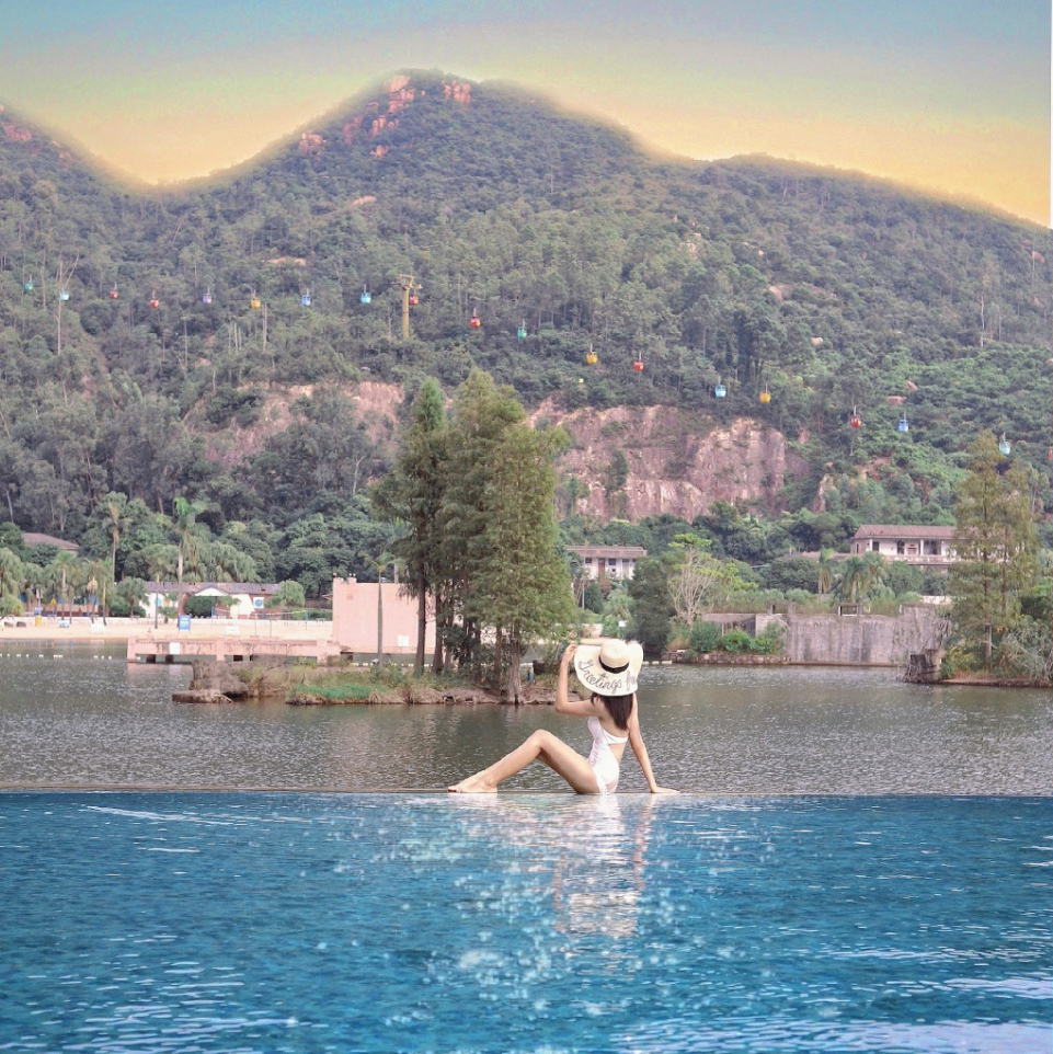 【无边际泳池温泉套房】月泉湖居酒店 钓台房（亲水大床房）/钓台院（2房1厅）