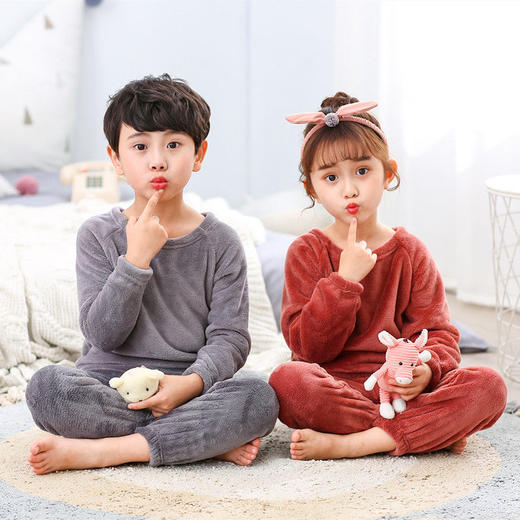 儿童暖暖裤加绒女童打底裤男童装冬季保暖睡衣裤加厚宝宝外穿 商品图0