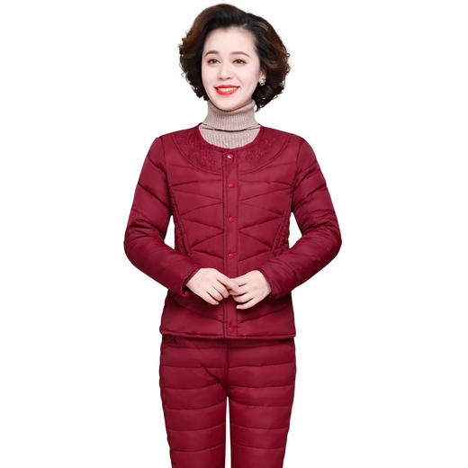 中老年羽绒内胆保暖女士修身衣裤大码两件套(货号 st9918)