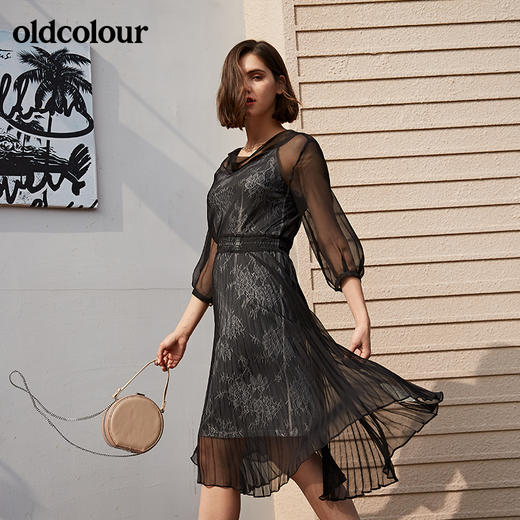 oldcolour夏季新品收腰显瘦时尚蕾丝连衣裙M13103432 商品图2