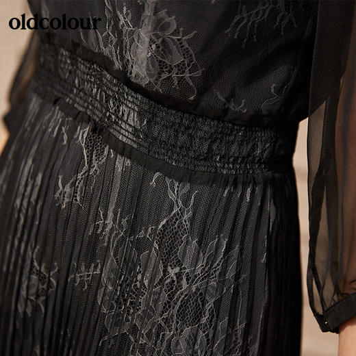 oldcolour夏季新品收腰显瘦时尚蕾丝连衣裙M13103432 商品图4