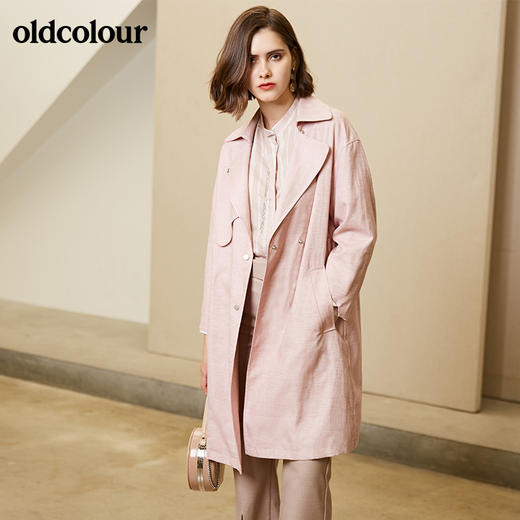 oldcolour春秋纯色时尚系带收腰英伦风百搭风衣外套女M11047208 商品图2