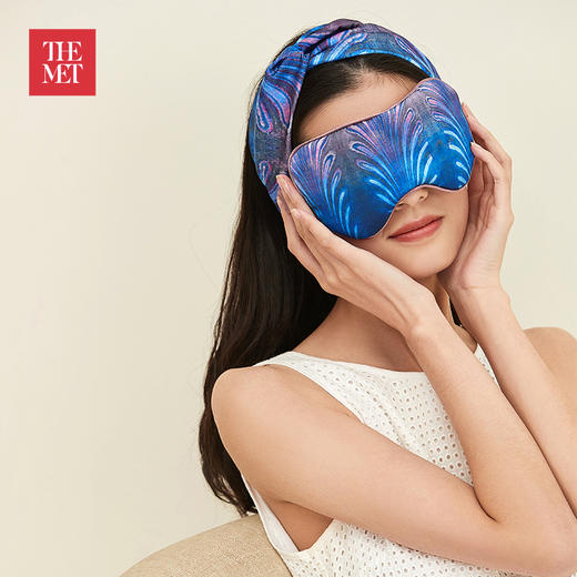 大都会艺术博物馆Tiffany系列羽毛印花真丝眼罩遮光舒适睡眠实用 商品图2