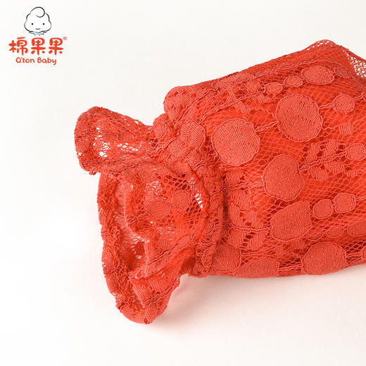 新年款棉果果冬季女童小毛圈长袖新年款喜庆大红色连衣裙M422700420745 商品图3