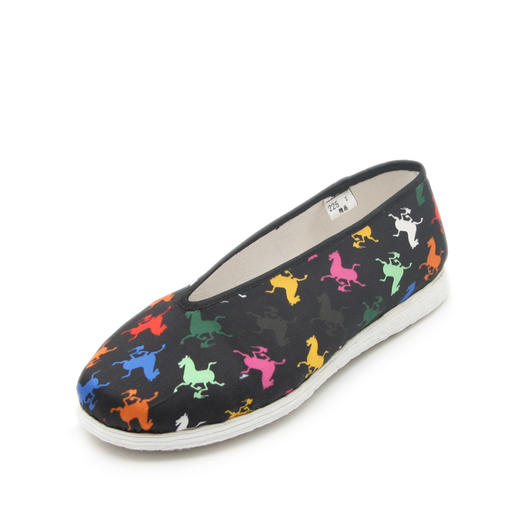 内联升女鞋春夏手工单鞋千层底文创马踏飞燕真丝印花小元口布鞋8296A 商品图2