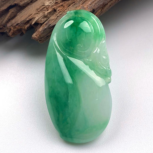 派瑞翡翠 翡翠挂件 糯种 飘绿花 商品图3