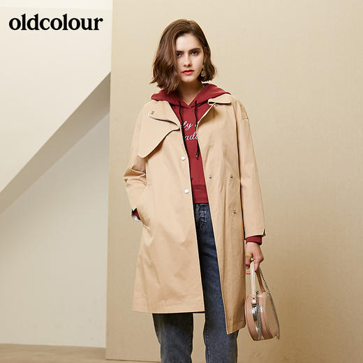 oldcolour春秋纯色时尚系带收腰英伦风百搭风衣外套女M11047208 商品图4