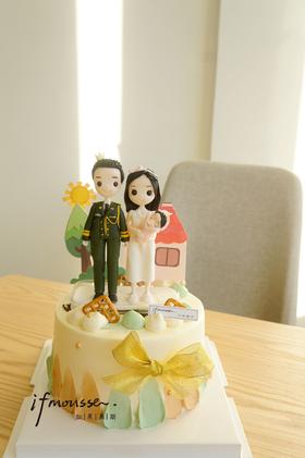 「翻糖」奶油蛋糕加翻糖装饰 定制 一家人
