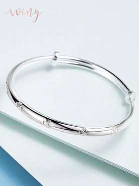 Winy9999足银心心相印手镯送女友闺蜜节日生日礼物