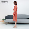oldcolour纯色收腰显瘦中长款长袖连衣裙M12103316 商品缩略图2