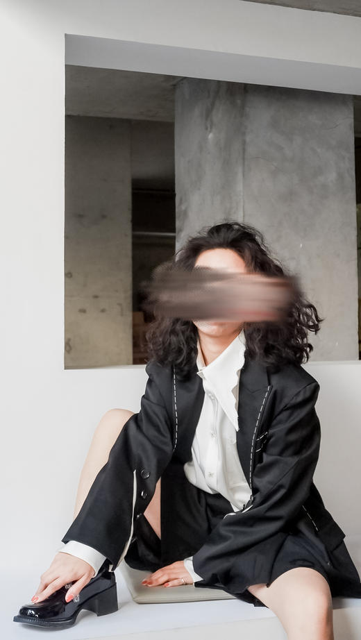 不规则尖领三醋酸衬衣-十点睡觉 商品图1