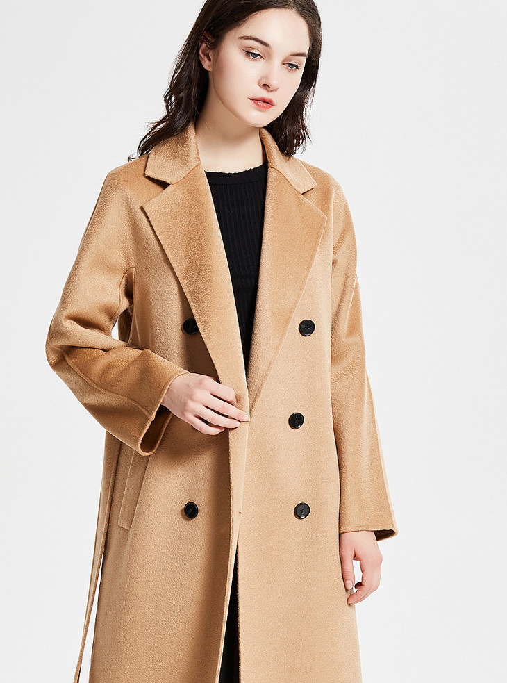 sh 7223经典毛呢大衣双面羊绒水波纹羊绒大衣