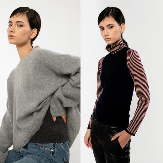 2020经典款女士纯山羊绒稀针背心 商品图3