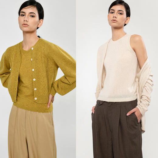 2020经典款女士纯山羊绒稀针背心 商品图1