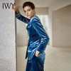 IWY/金丝绒蓝色长袖西装微喇长裤套装204013C1P3 商品缩略图1