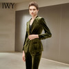 IWY/金丝绒橄榄绿长袖西装微喇长裤套装204012C1P3 商品缩略图2