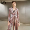 IWY/金丝绒粉色长袖西装微喇长裤套装204017C1P1 商品缩略图2