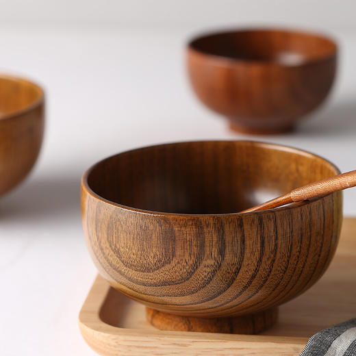 达乐丰日式酸枣木碗小家用儿童宝宝饭碗木制料理碗 商品图3