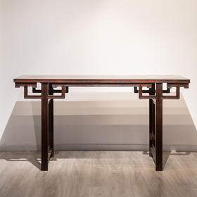 清代 红木独板拐子纹打洼小画桌