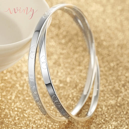 【winy】两心相悦银手镯足银999配证书 26-27g 商品图2