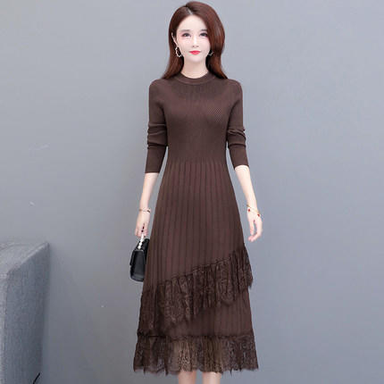 P-LCMNW360 连衣裙女秋冬2020年新款长款气质过膝配大衣针织打底裙子 商品图0