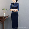 YSN-L06182妈妈装长款旗袍秋冬季喜婆婆婚礼旗袍裙婚宴服中袖 商品缩略图3