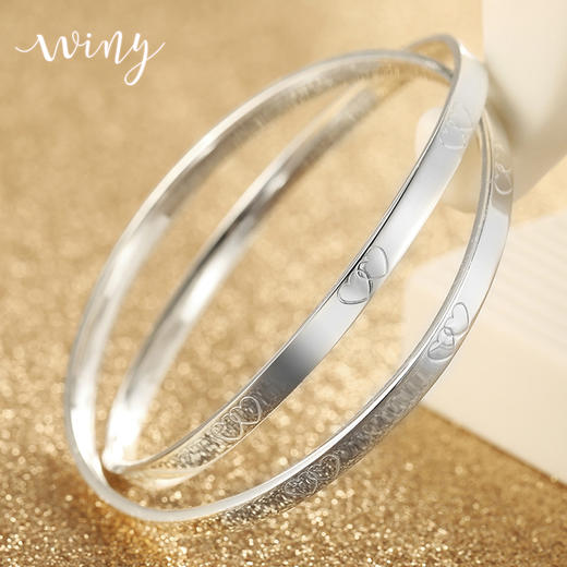 【winy】两心相悦银手镯足银999配证书 26-27g 商品图3