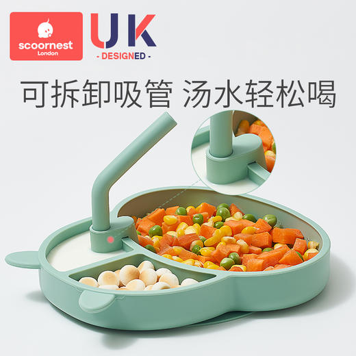 科巢宝宝餐盘吸盘式婴儿儿童硅胶分格辅食盘学吃饭训练勺子餐具套装附 商品图2