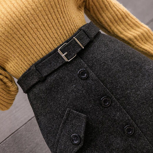 YXF-905半身裙秋冬女中长款毛呢包臀裙高腰显瘦百搭呢子半身长裙 商品图3