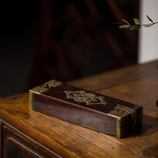 清代  紫檀方胜纹拜帖盒 商品图4