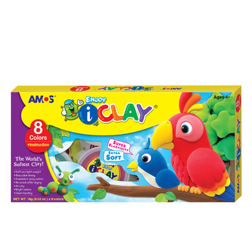 AMOS韩国原装进口儿童玩具轻柔粘土太空黏土无毒橡皮泥软彩泥礼盒 商品图0