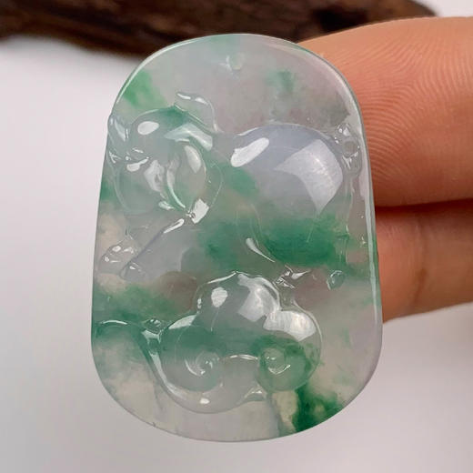 派瑞翡翠 翡翠挂件 糯种 飘绿花 商品图2