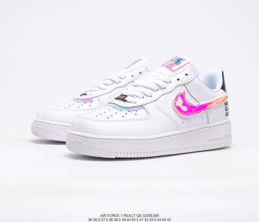 耐克Nike Air Force1 AF1白镭射纯白电玩像素空军低帮板鞋 商品图3